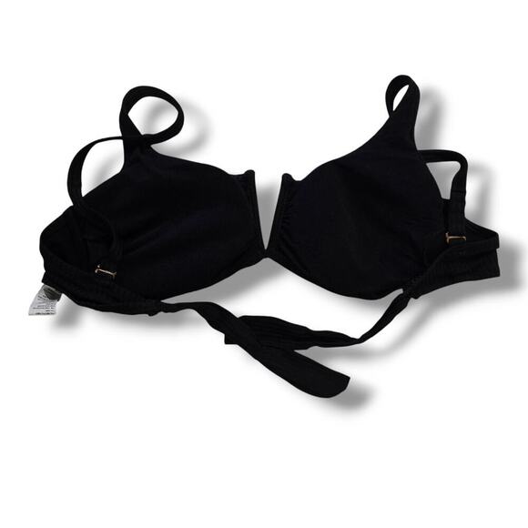 United Colors of Benetton Women’s Black V-Front Tie Back Bikini Top B Cup - Picture 4 of 11